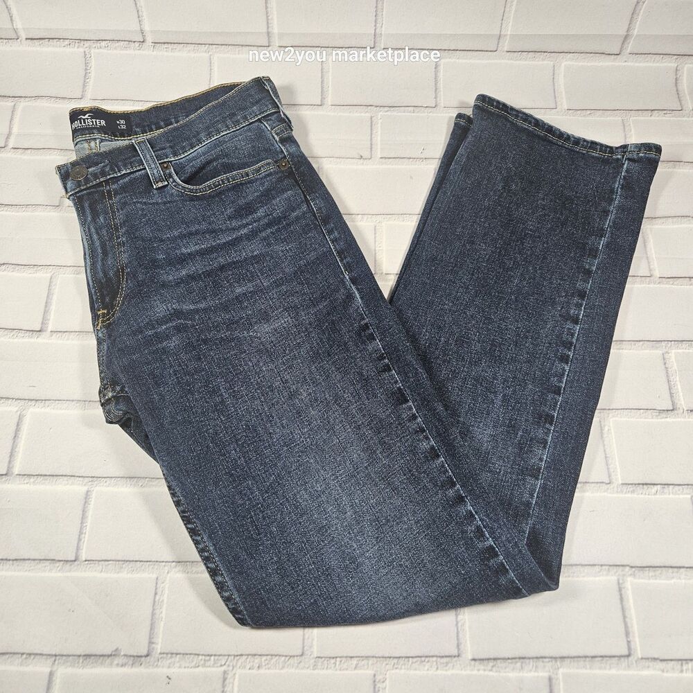 Hollister Jeans Mens 30x32 Blue The Hollister Classic Straight Distressed